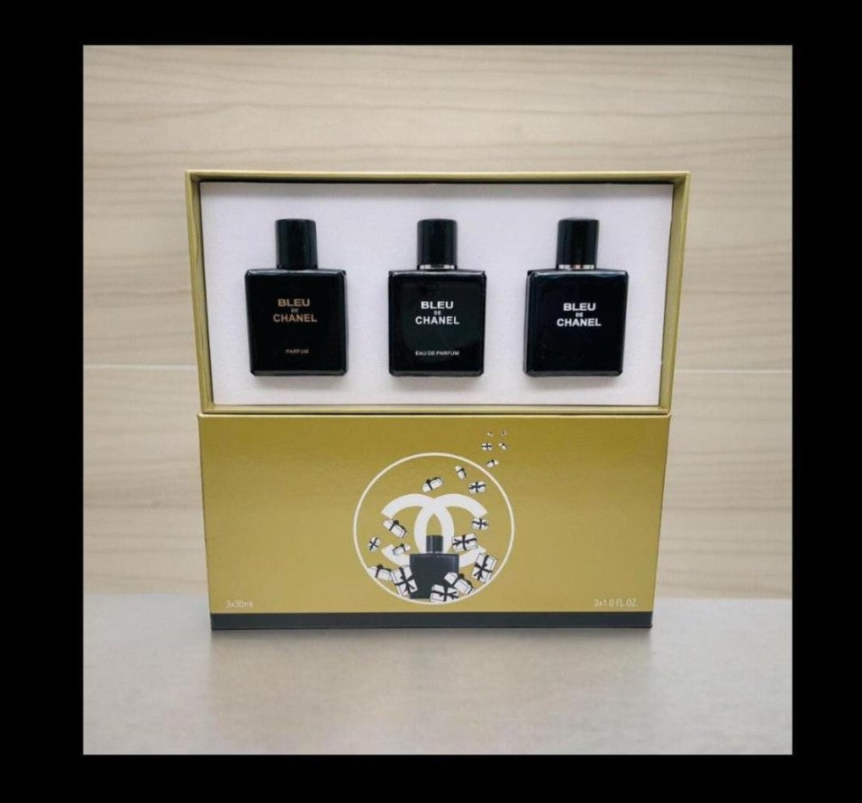 Bleu De Chanel 3-in-1 Gift Set (3×30ml) | EDP + EDT + Parfum | Luxury Men’s Fragrance Collection
