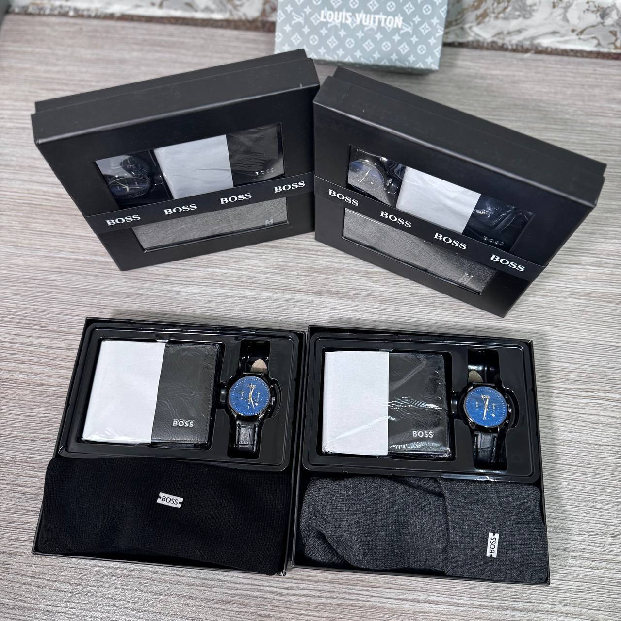 Luxury Men's Gift Set – Watch, Leather Wallet & Beanie Hat Gift Box | Premium Gift Set for Him
