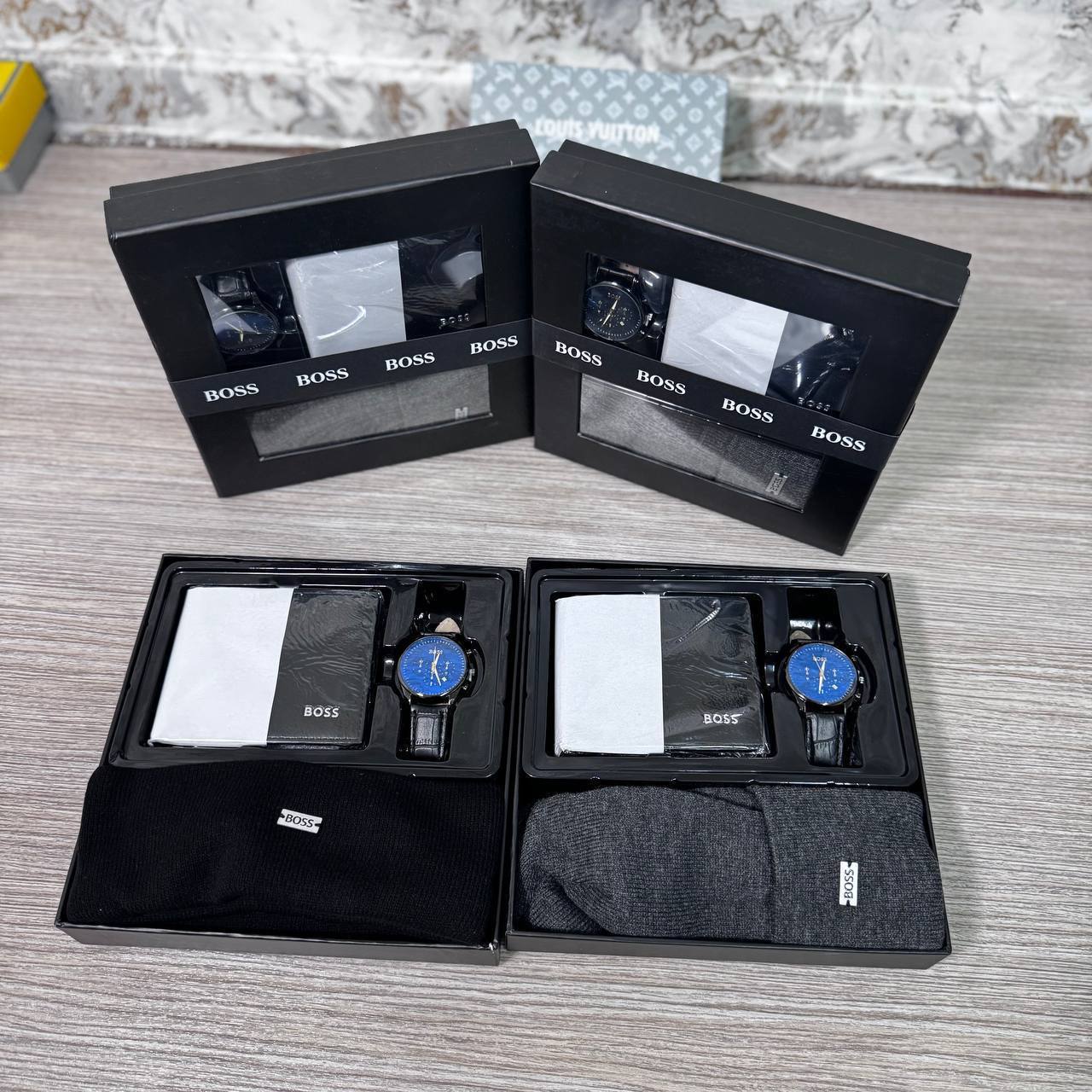 Luxury Men's Gift Set – Watch, Leather Wallet & Beanie Hat Gift Box | Premium Gift Set for Him