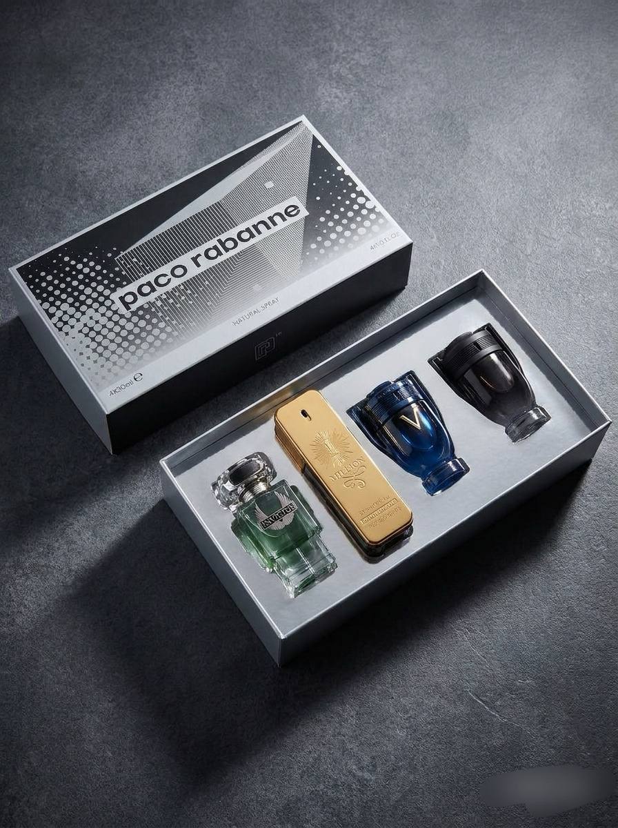 Paco Rabanne Luxury Men's Fragrance Gift Set (4-Piece) | 1 Million, Invictus & Phantom Collection | Premium Perfume Gift Box | Royal Scent UK